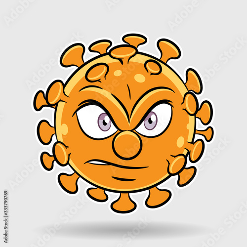 Cartoon Angry Orange Coronavirus