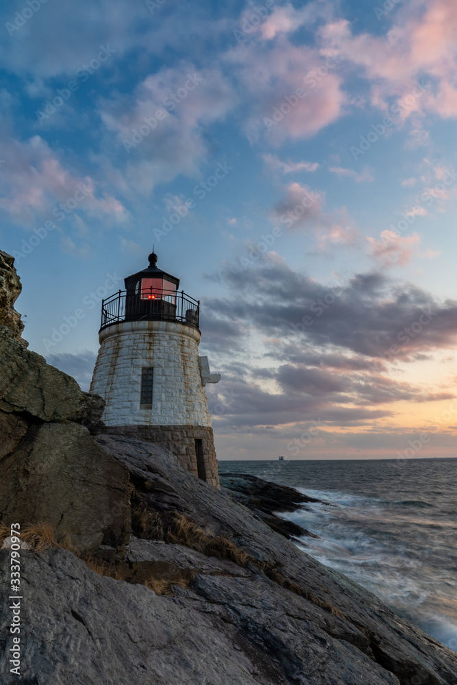 Fototapeta Sunset View of Castle Hill Lighthouse at Newport, Rhode Island