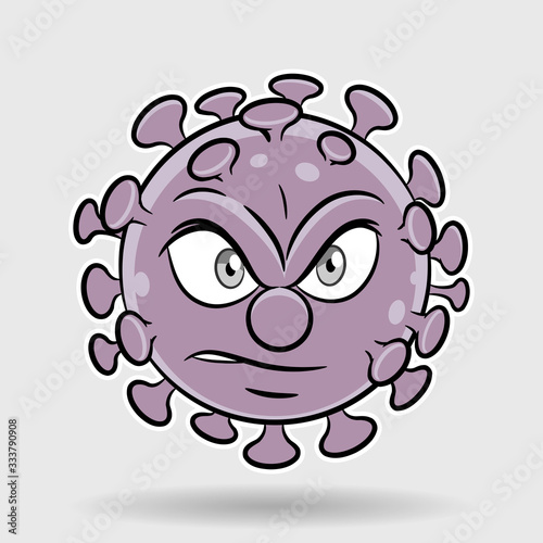 Cartoon Angry Purple Coronavirus