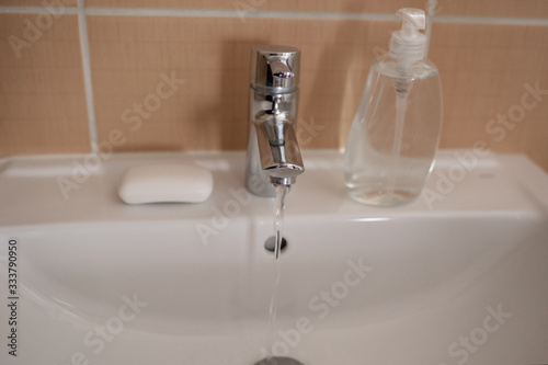 bathroom sink with tap clean running water 