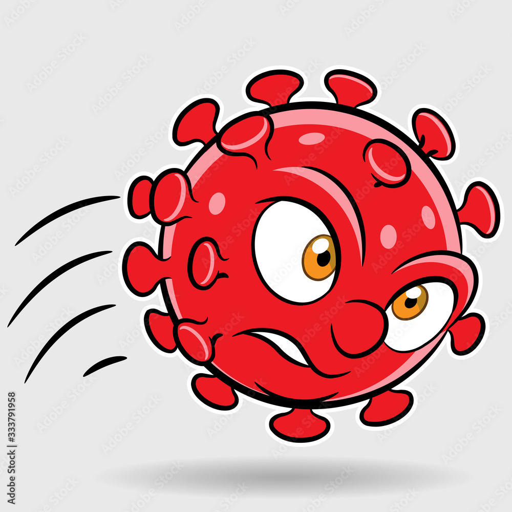 Cartoon Attacking Red Coronavirus Cartoon Attacking Red Coronavirus
