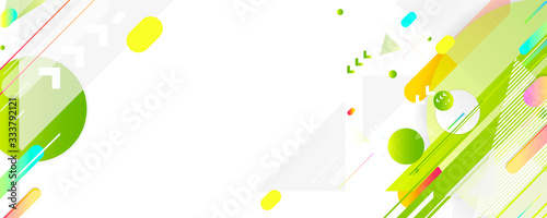 Green and yellow lines and points white background. Banner summer ecology poster triangle vector futuristic light minimal geometric