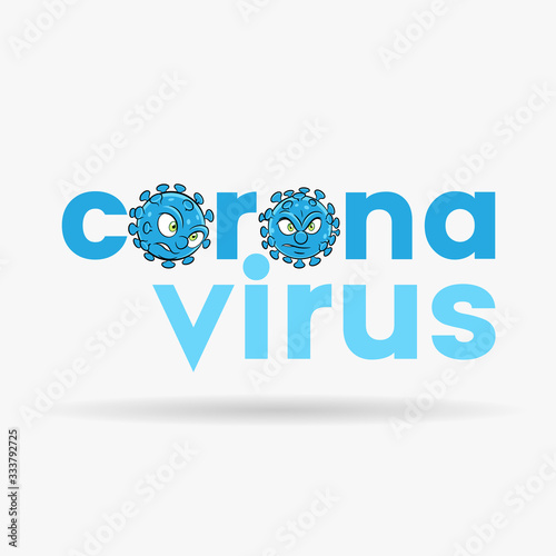 Coronavirus Cartoon Heads with Blue Lower Case Letters