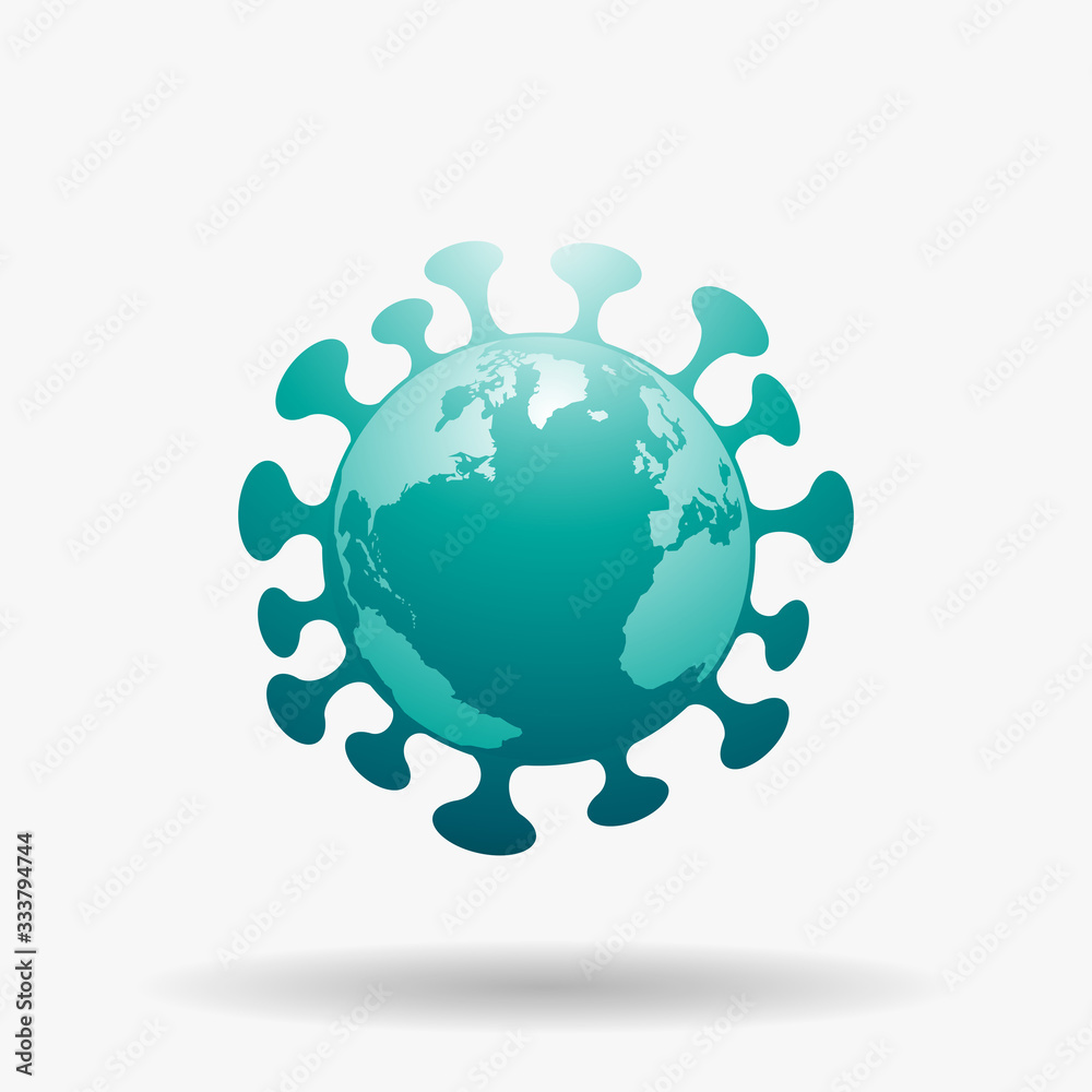 Globe Shaped Green Coronavirus Icon Globe Shaped Green Coronavirus Icon