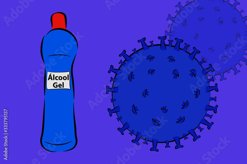 bottle of alcohol gel for coronavirus sterilization
