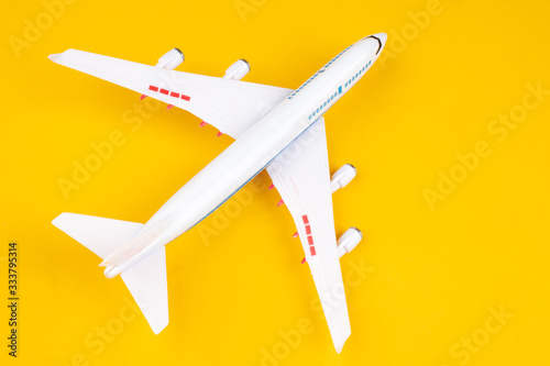 Airliner. Toy plane on a ye...