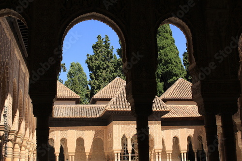 Palace of the Lions, a part of Nasrid Palaces (Palacios Nazaries) at the historical Alhambra Palace and fortress complex in Granada, Andalusia, Spain. photo