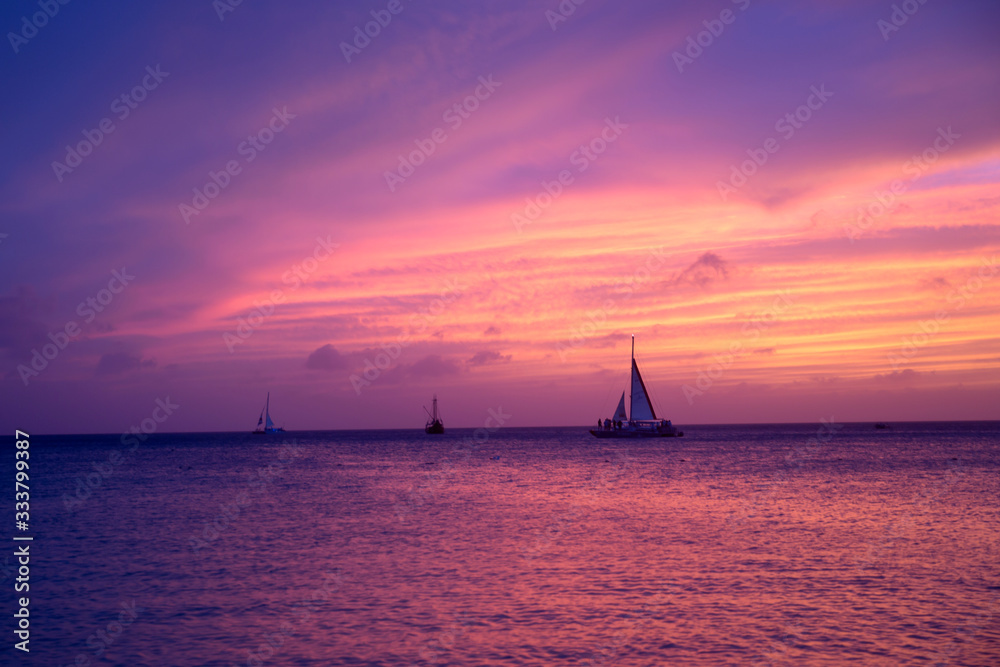 Majestic Sunset on Palm Beach in Aruba
