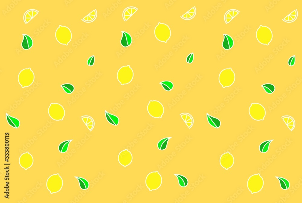 seamless pattern with fruits , yellow lemon, slices 