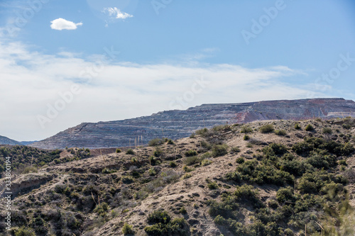 Layers of tailing piles from a large strip mine in Miami arizona