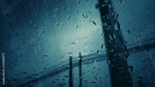 Cinemagraph rain and water drops in the glass