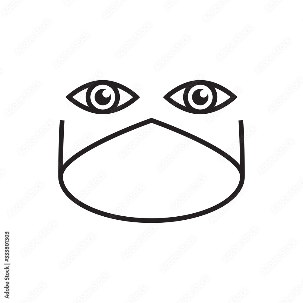 Face with medical mask icon, black line icon isolated on white background, vector illustration. Face with medical mask icon, black line icon isolated on white background, vector illustration.