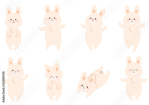 うさぎのイラスト　ポーズバリエーションセット