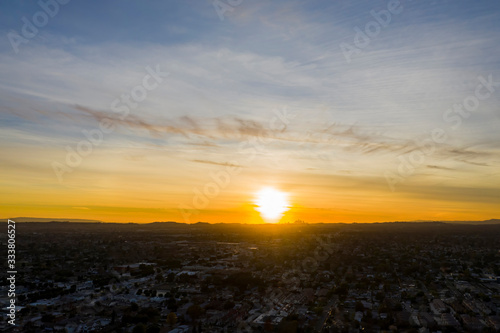 Aerial sunset view of the Temple City, Arcadia area