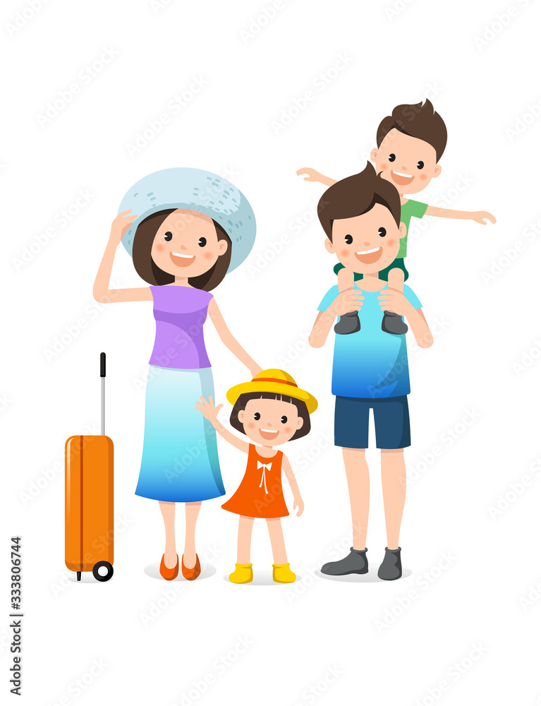 Happy family summer trip. Vector illustration Happy family summer trip. Vector illustration