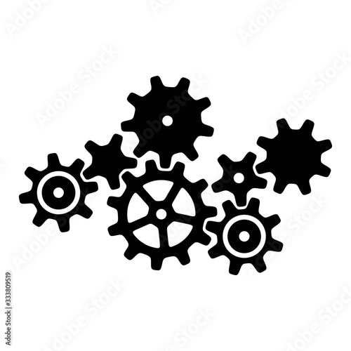 Cogwheel and development icon. Gears mechanics, engine dynamics sign. Teamwork illustration for modern business concepts.