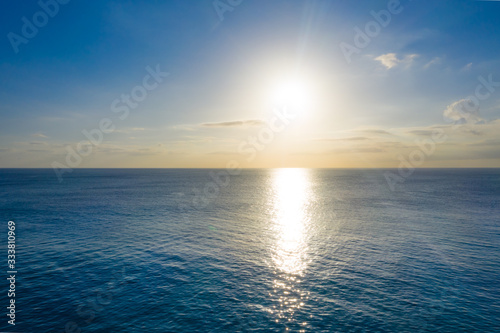 Seychelles drone ocean view sun horizon