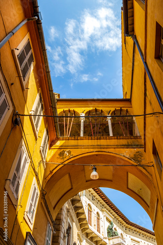 Beautiful low-angle street view of the Passetto in Fermo, Province of Fermo, Marche Region, Italy