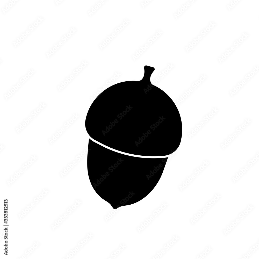 Acorn or oaknut seed flat vector icon illustration isolated on white background