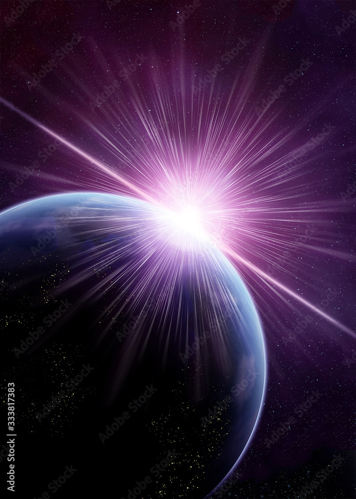 Fototapeta premium Artistic 3d rendering illustration of an asteroid hitting a planet