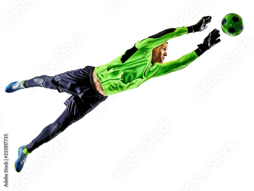 Foto soccer player goalkeeper man silhouette shadow isolated white background