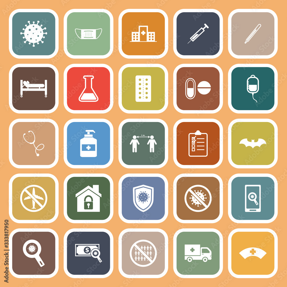 Coronavirus flat icons on orange background Coronavirus flat icons on orange background