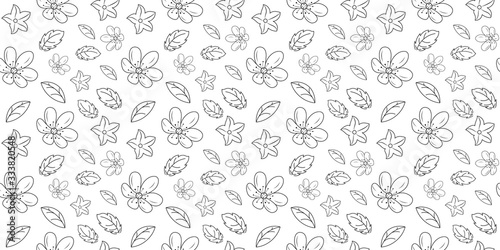 Seamless floral pattern background, Vector flower ornament, Hand drawn decorative element, Seamless backgrounds and wallpapers for fabric, packaging, Decorative print, Textile, repeating pattern