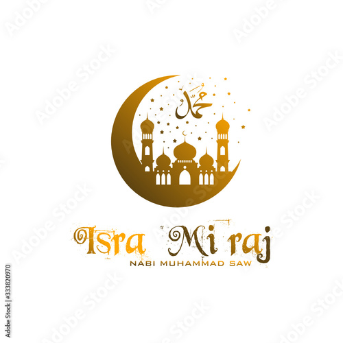 Isra mi'raj with mosque design vector