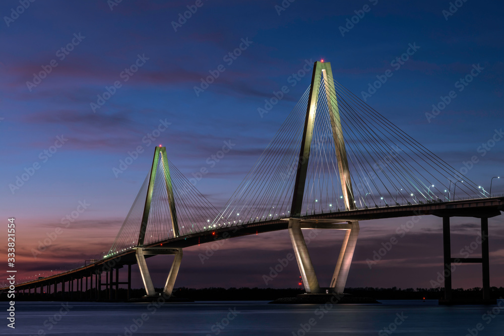 Arthur Ravenel Jr. Bridge in Charleston, South Carolina at sunset.