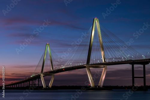 Arthur Ravenel Jr. Bridge in Charleston, South Carolina at sunset.