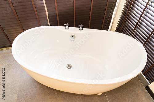 White bathtub and jacuzzi decoration interior