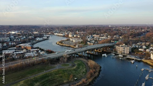 Aerial view of I-95 and Norwalk River in Connecticut photo