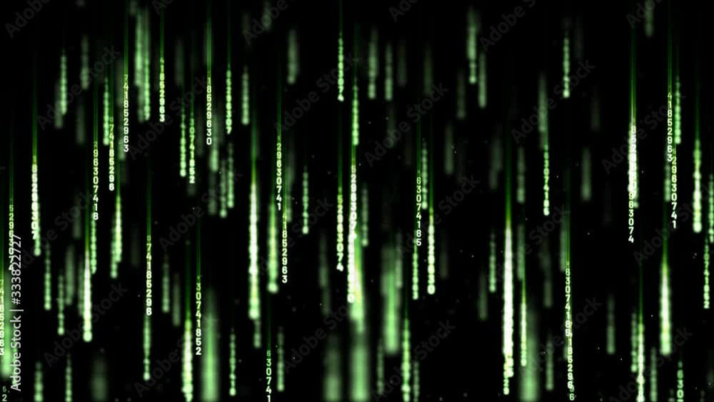 Numbers Falling Through Camera