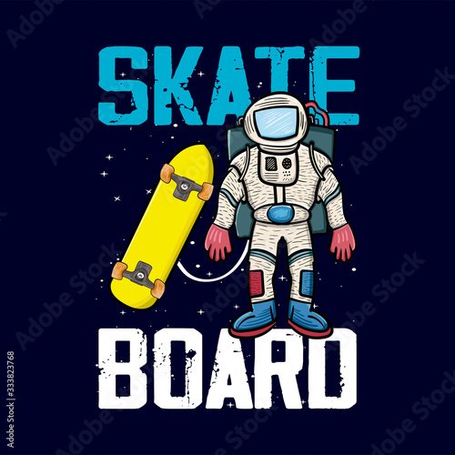 astronaut with skateboard stars graphic tee kids apparel
