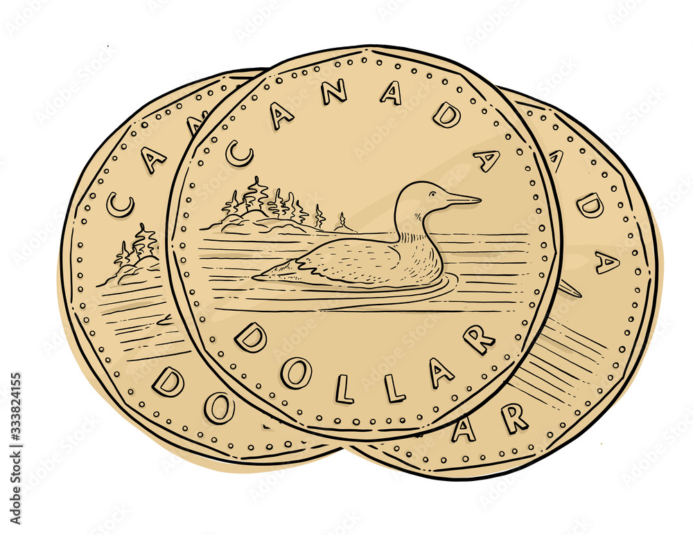 Loonies Canadian Currency Stock Illustration