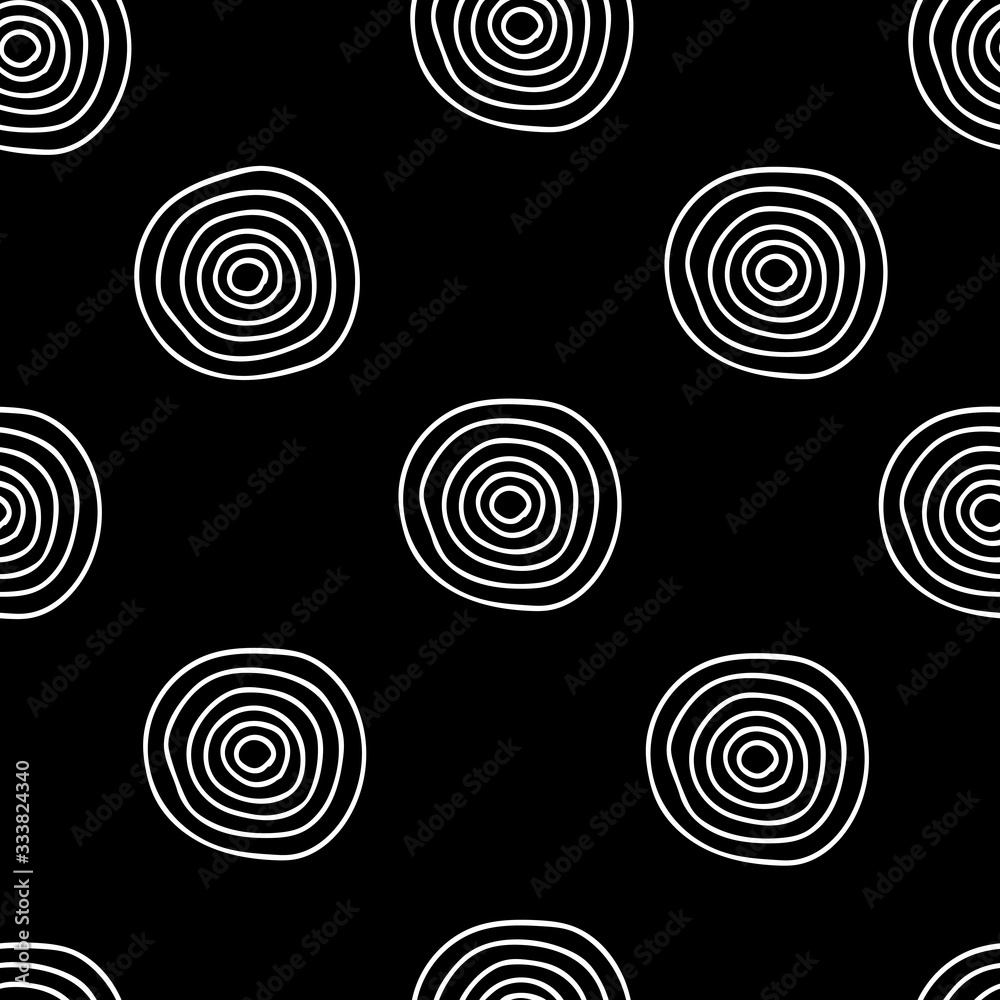 Vector seamless pattern of white hand-drawn circles isolated on a black background Vector seamless pattern of white hand-drawn circles isolated on a black background