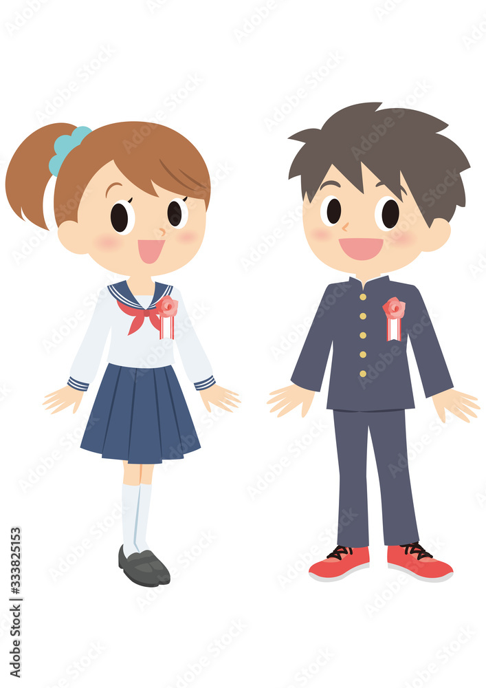 中学校入学式の男女