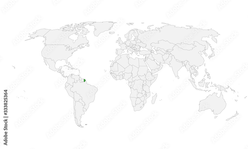 French guiana location on world map political. Perfect for backgrounds, backdrop, chart, label, sticker, poster, banner and wallpapers.