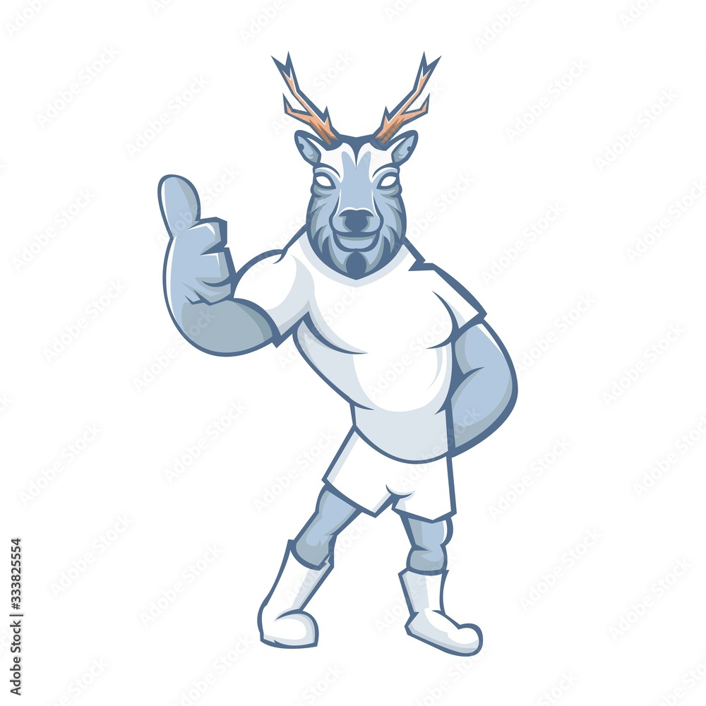 Fototapeta premium Deer mascot design with modern illustration concept style for sport team.
