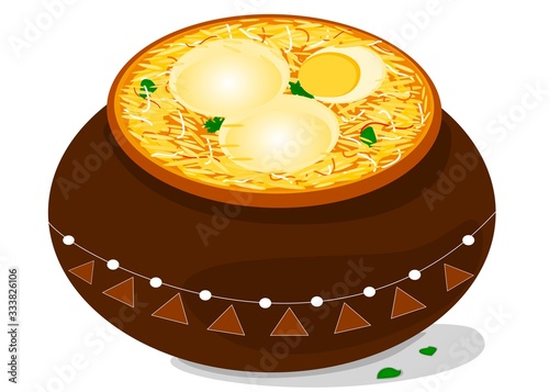 Egg Biryani Indian Non Veg Food Vector