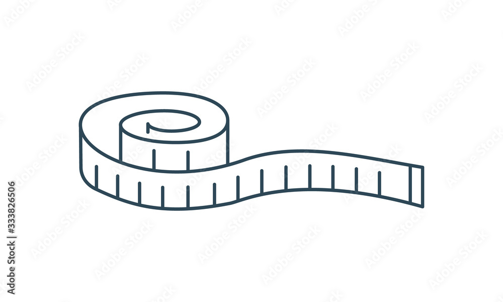 Measuring tape thin line icon measurement and vector image - obrazy, fototapety, plakaty 