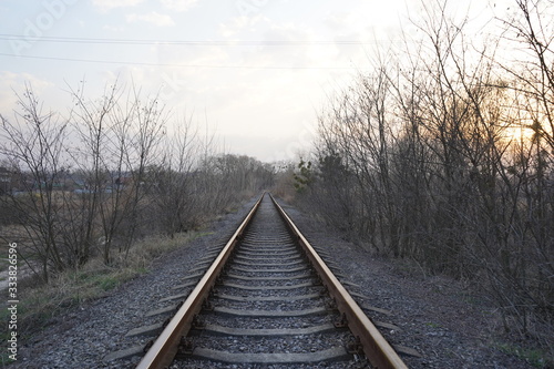 Railroad track, rails and railway sleepers. © ShapikMedia