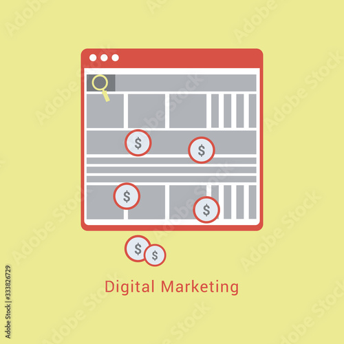 Flat design Pay per click Web marketing concept