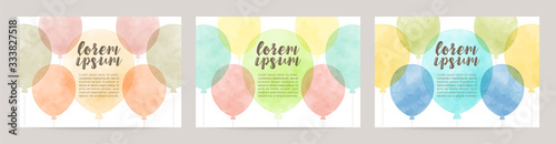 watercolor balloons illustration. vector card set