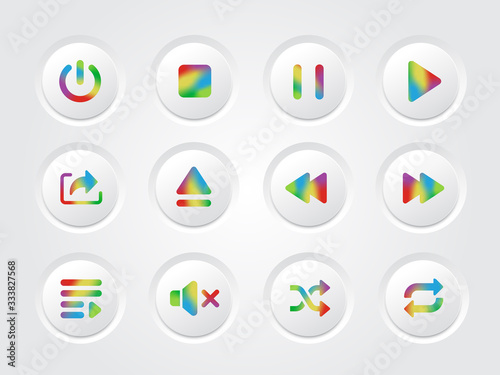 Free Download Vector isolated music player rainbow gradient interface design icon collection - GFXLoad