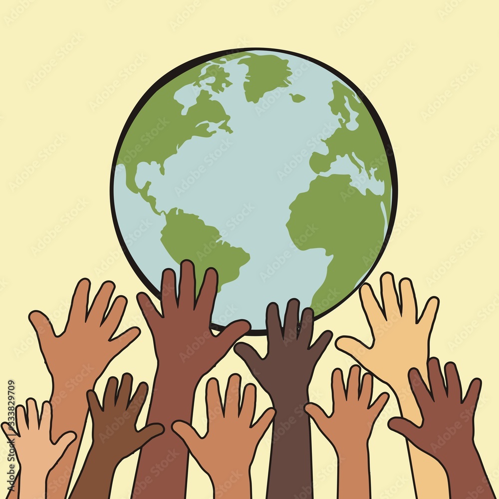 Planet earth and the hands of people Planet earth and the hands of people