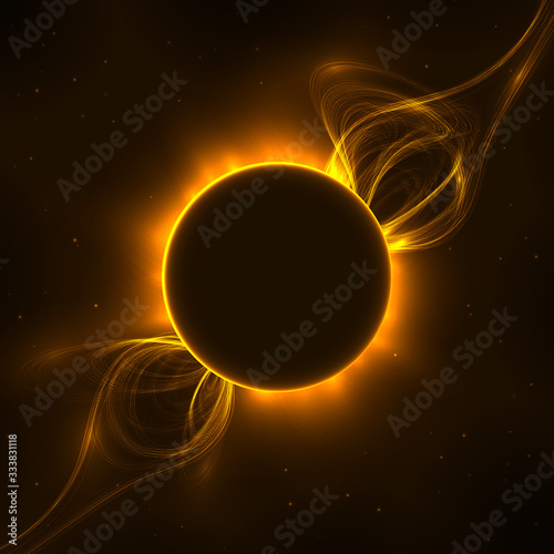 Fototapeta Naklejka Na Ścianę i Meble -  Abstract illustration of solar prominences in space, eclipse
