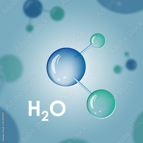 Water molecule H2O macro effect, vector illustration © Elena