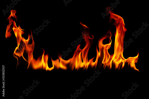 Fire flame burn on a black background.