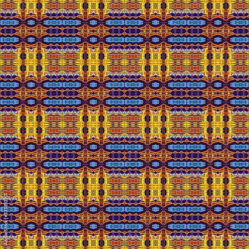 creative repeatable seamless pattern background with very dark violet, golden rod and cadet blue colors. can be used for fashion textile, fabric prints and wrapping paper © Eigens